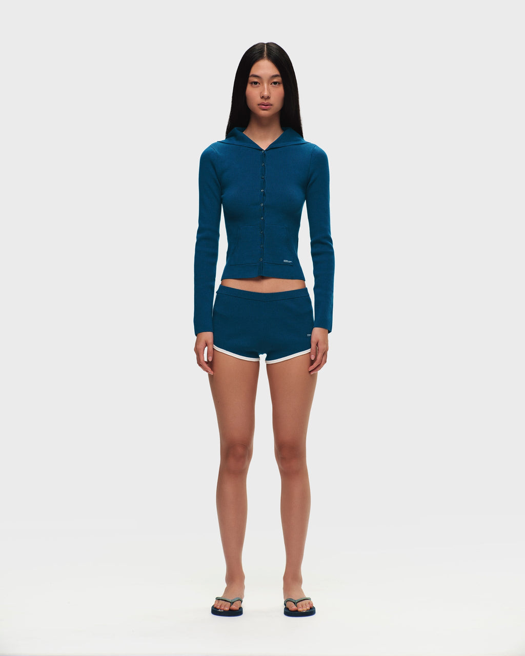 Ribbed Knit Hooded Cardigan