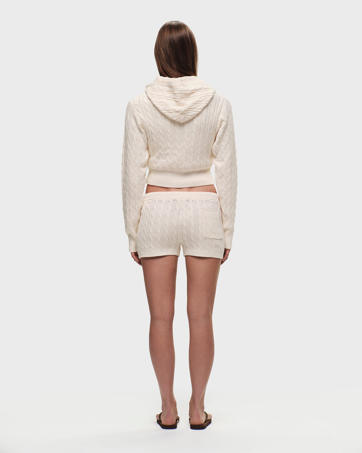 Classics Cropped Cable Knit Zip Up