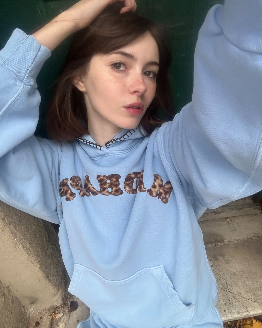 Leopard Appliqué Cooper Fleece Hoodie
