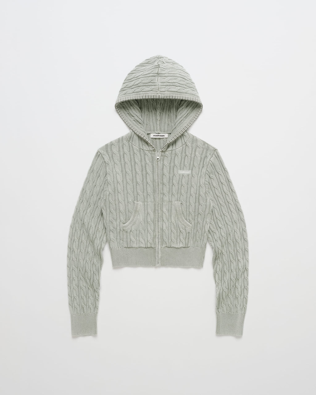 Classics Cropped Cable Knit Zip Up