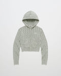 Classics Cropped Cable Knit Zip Up