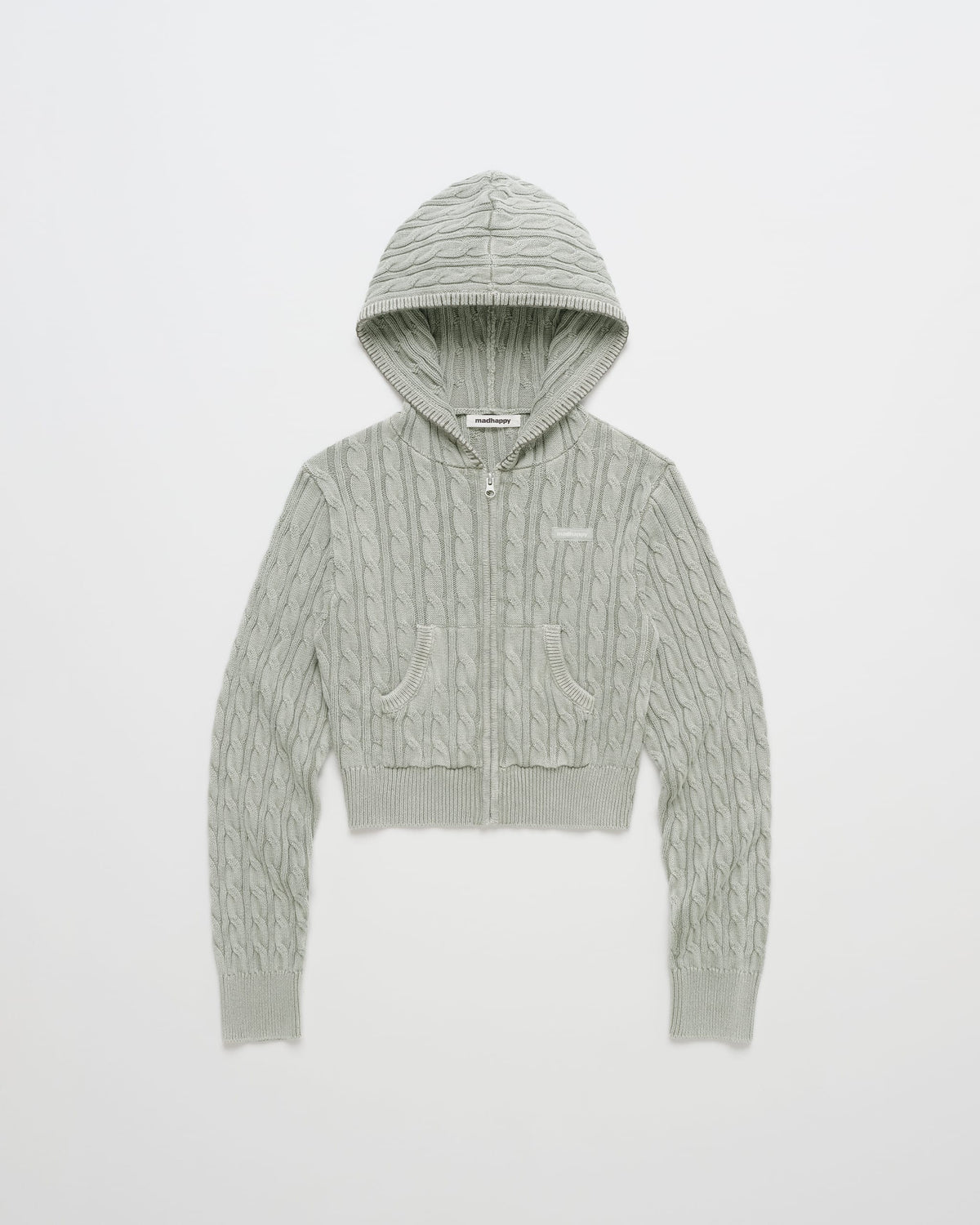 Classics Cropped Cable Knit Zip Up