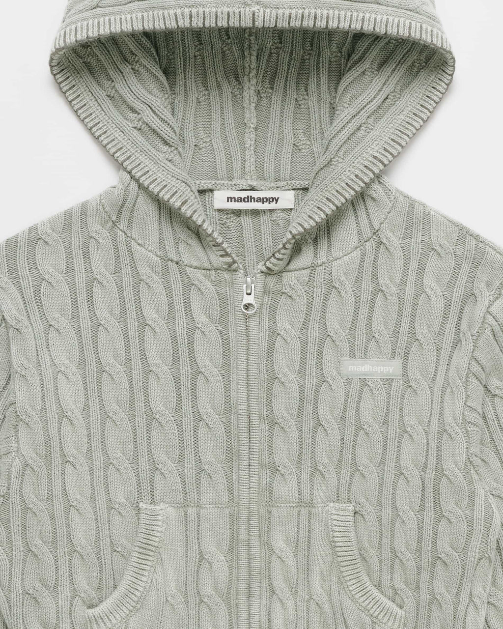 Classics Cropped Cable Knit Zip Up