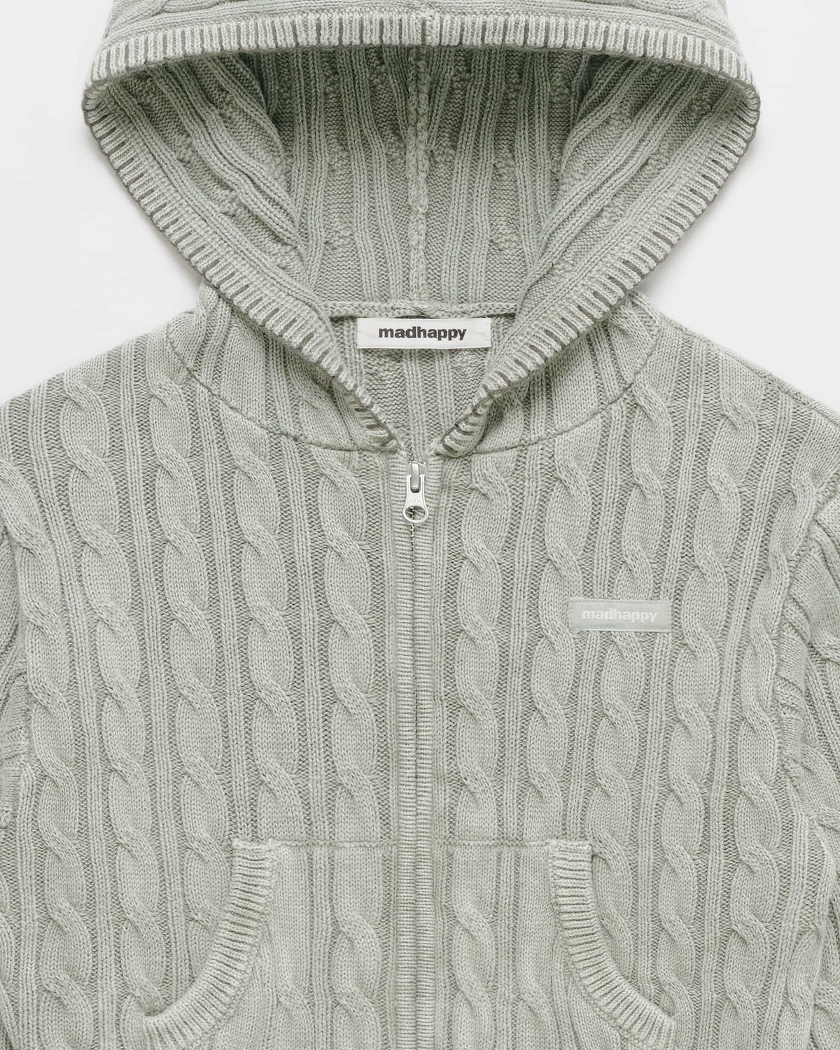 Classics Cropped Cable Knit Zip Up