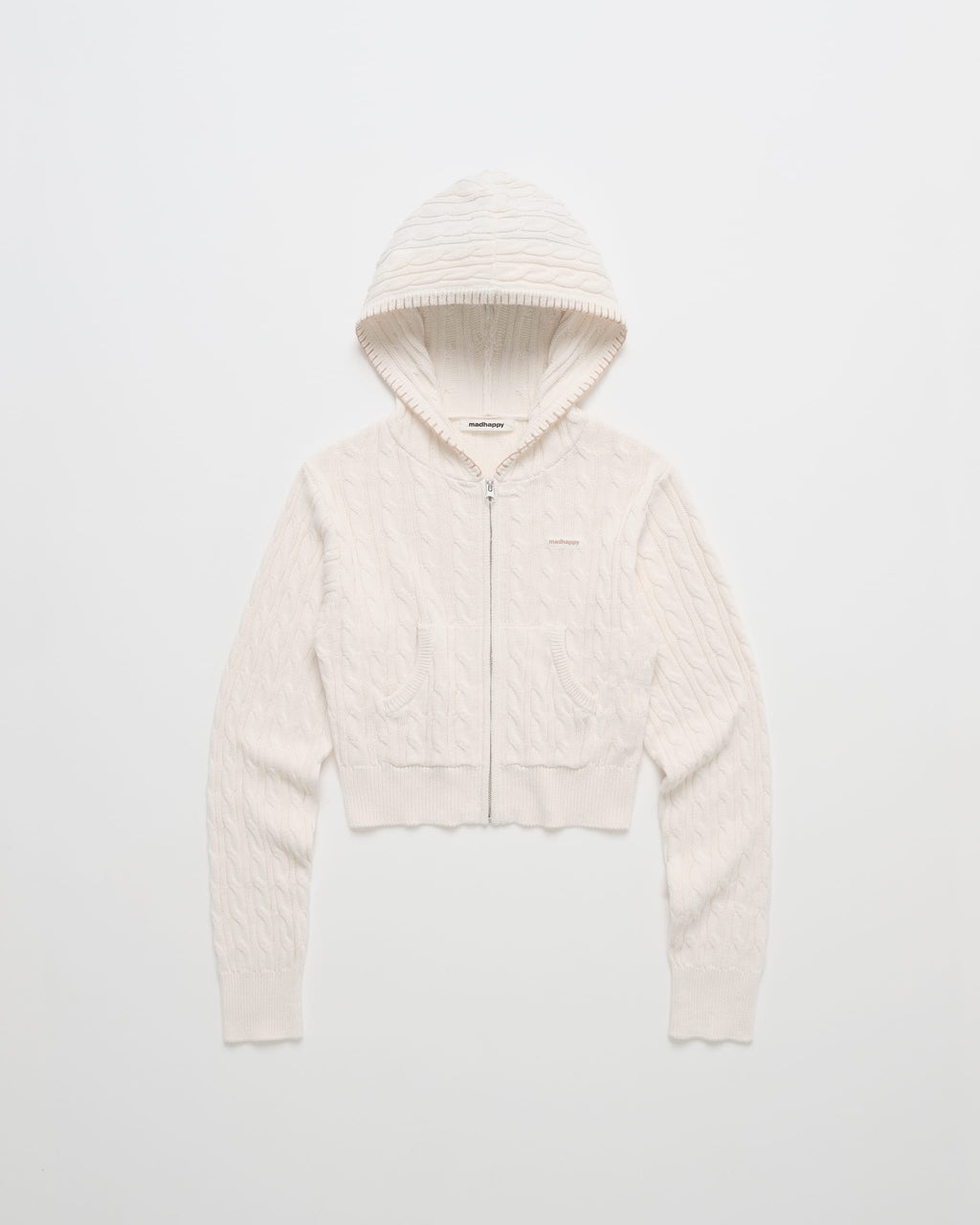 Classics Cropped Cable Knit Zip Up