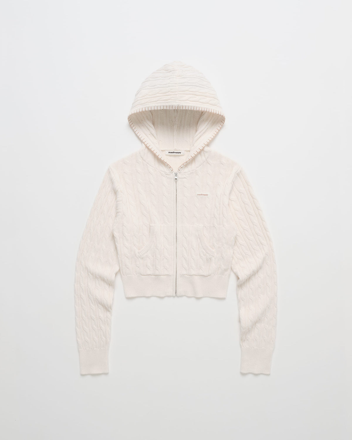 Classics Cropped Cable Knit Zip Up