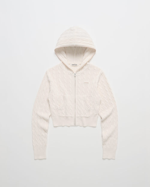 Classics Cropped Cable Knit Zip Up