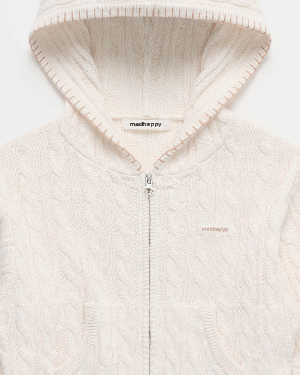 Classics Cropped Cable Knit Zip Up