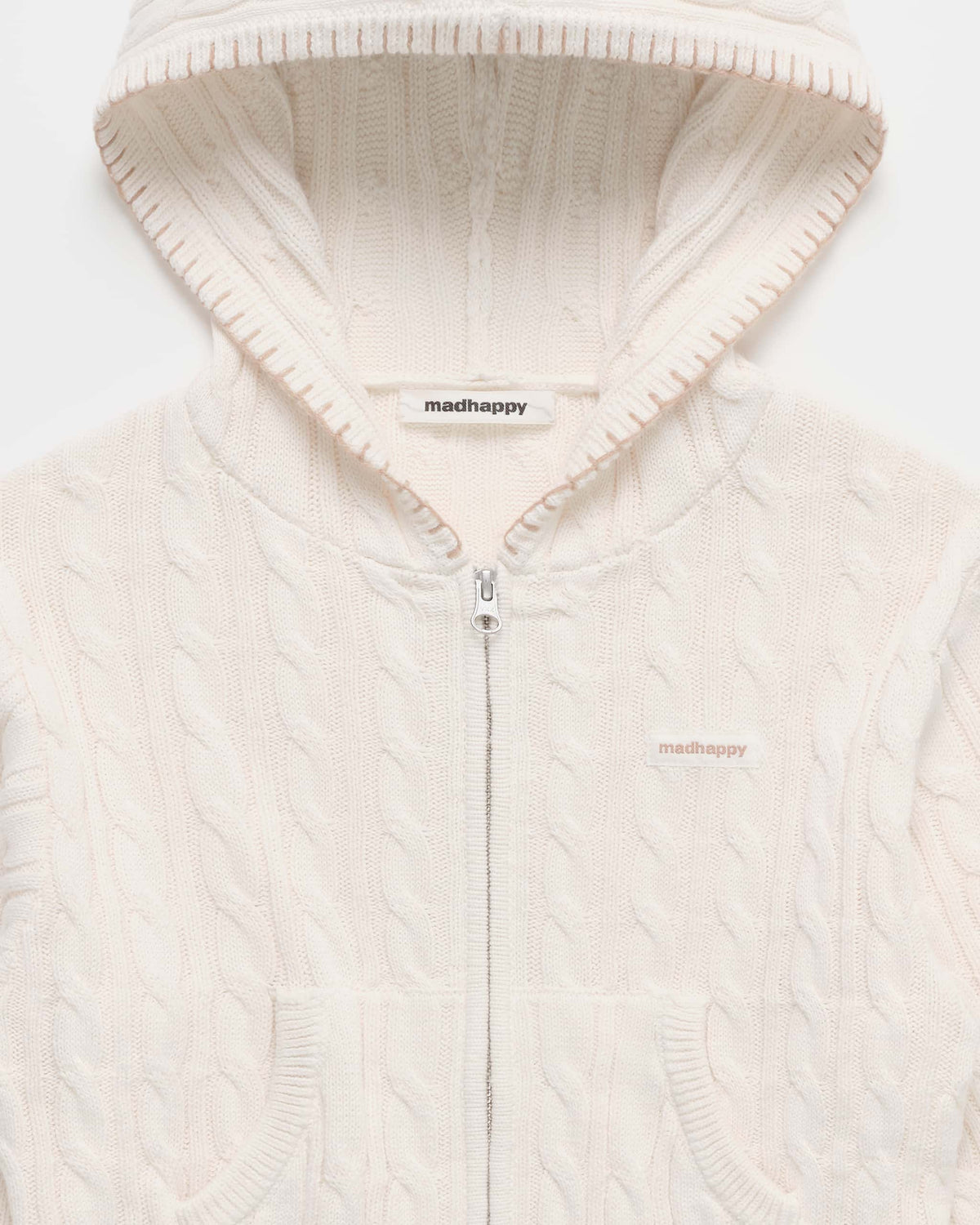 Classics Cropped Cable Knit Zip Up
