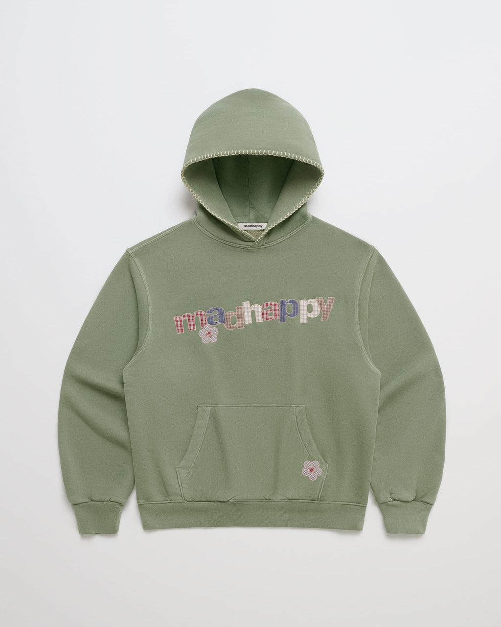 Plaid Applique Midweight Fleece Hoodie