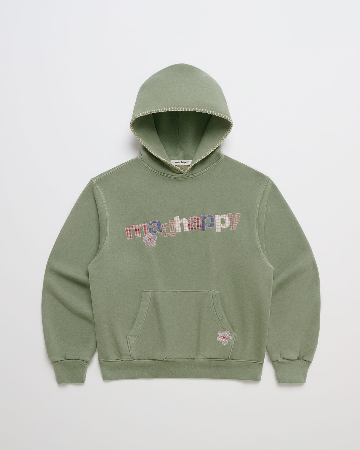 Plaid Applique Midweight Fleece Hoodie