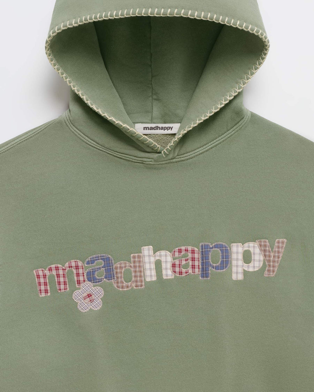 Plaid Applique Midweight Fleece Hoodie
