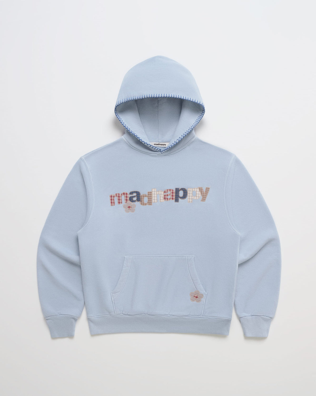 Plaid Applique Midweight Fleece Hoodie