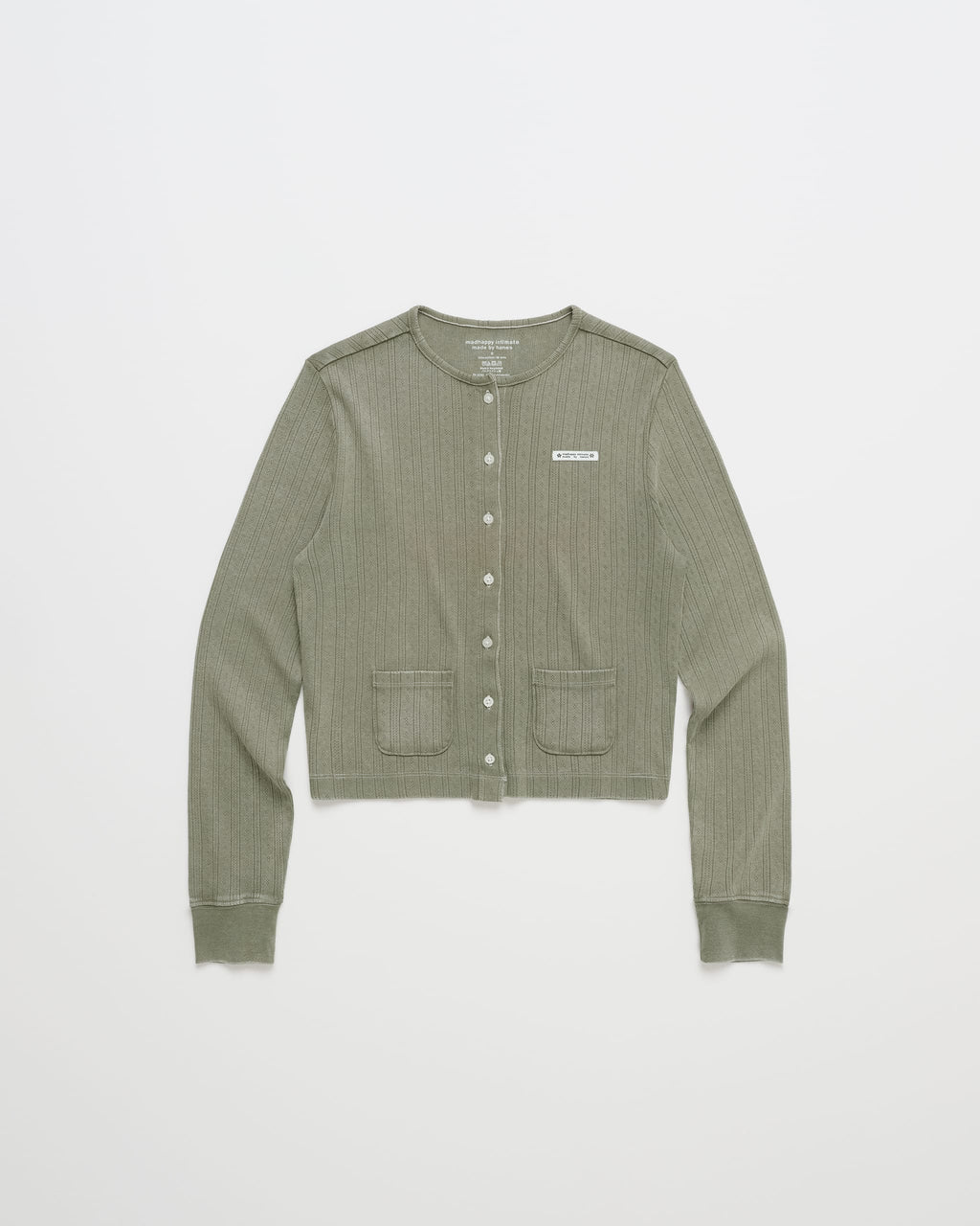 Hanes Pointelle Crewneck Cardigan
