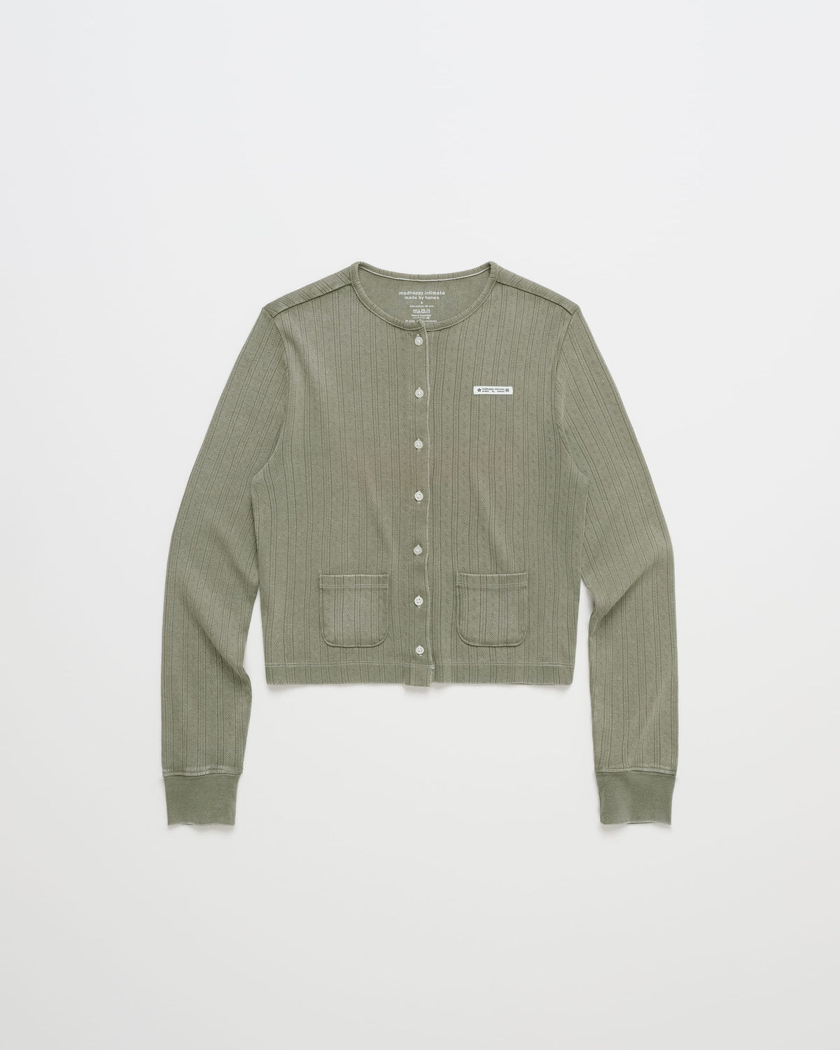Hanes Pointelle Crewneck Cardigan
