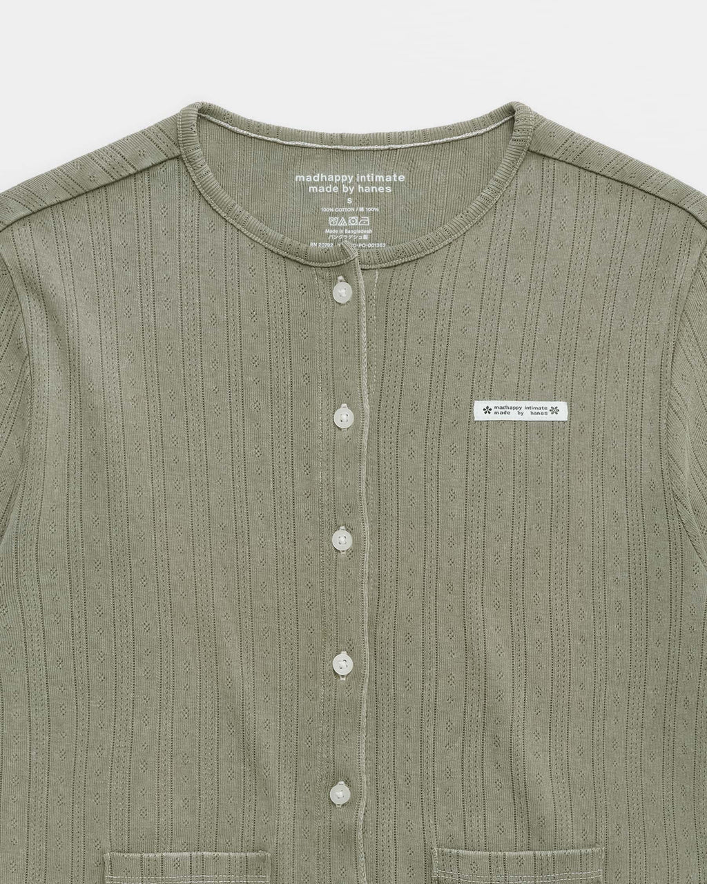 Hanes Pointelle Crewneck Cardigan