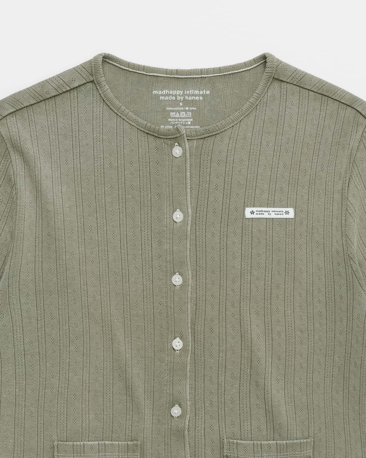 Hanes Pointelle Crewneck Cardigan