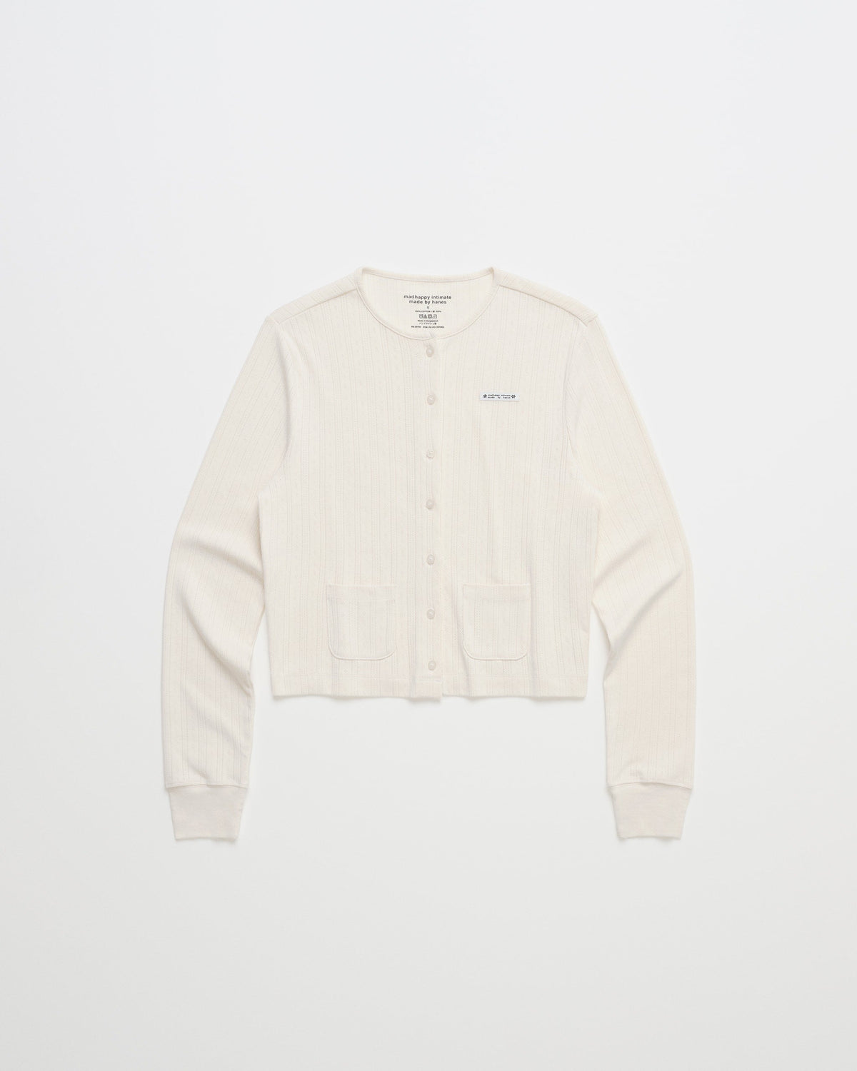 Hanes Pointelle Crewneck Cardigan