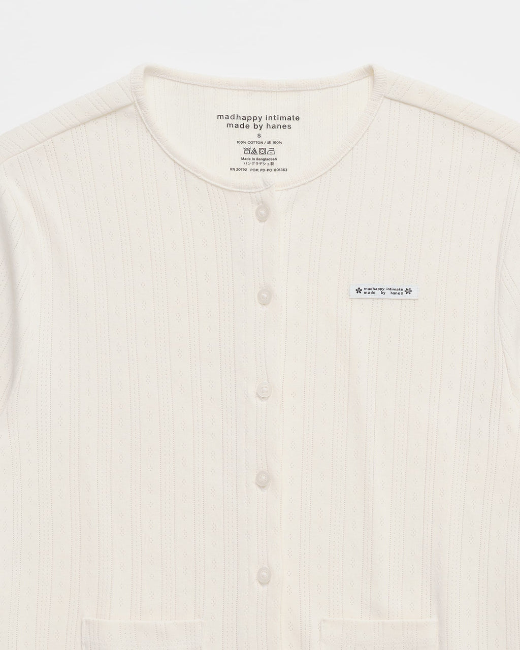 Hanes Pointelle Crewneck Cardigan