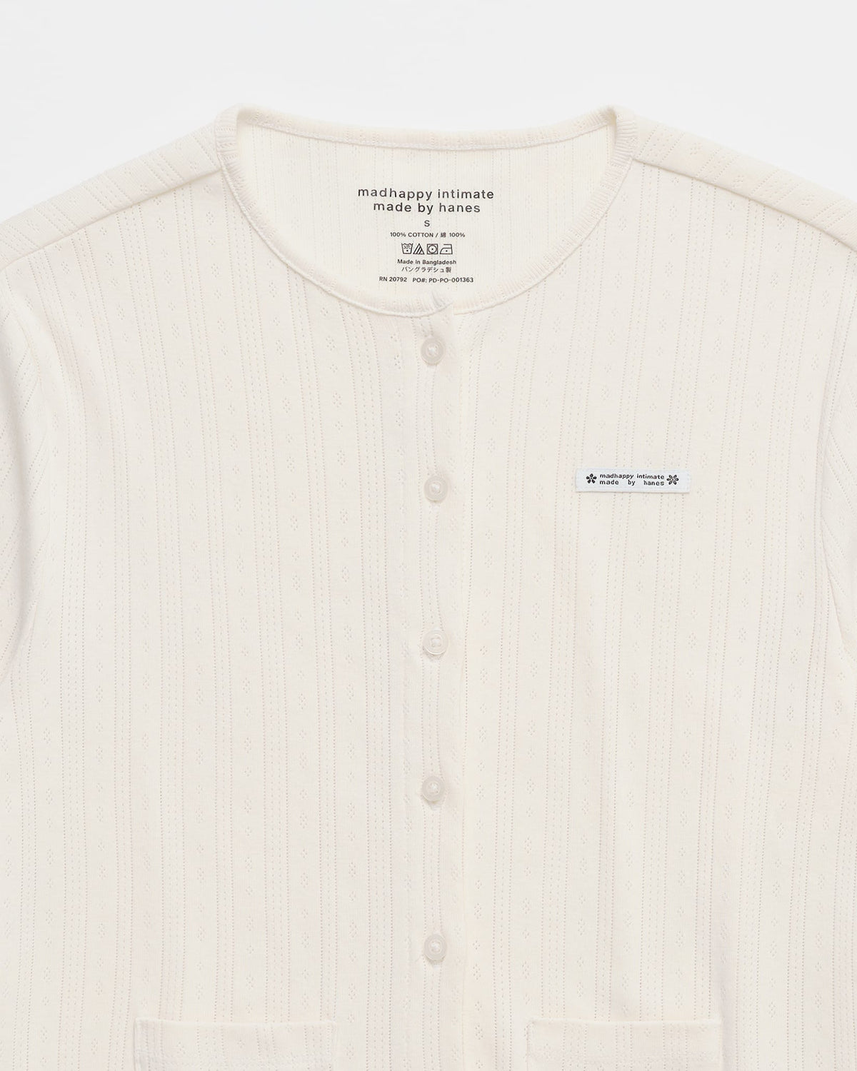 Hanes Pointelle Crewneck Cardigan
