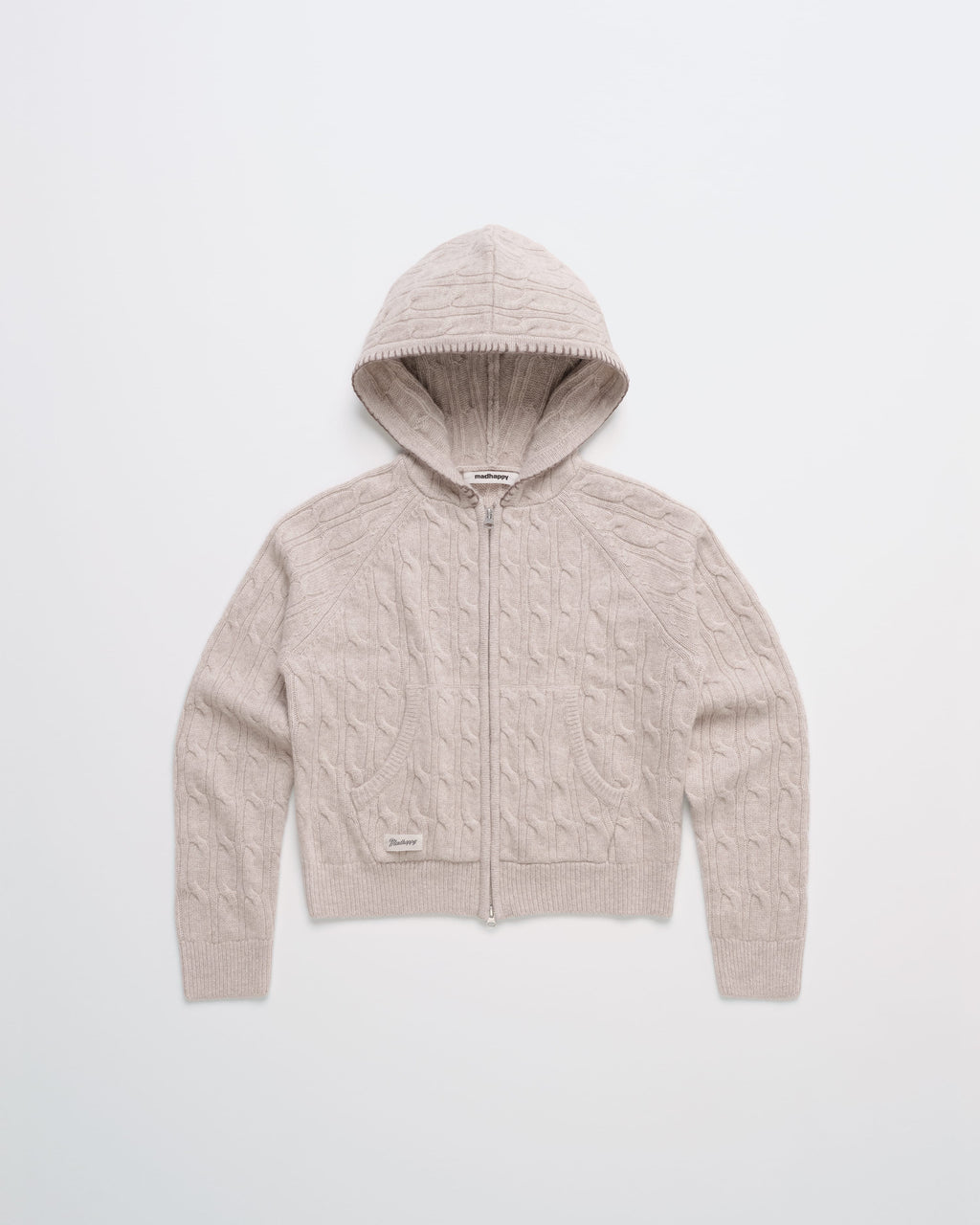 Zip Up Cable Sweater Hoodie
