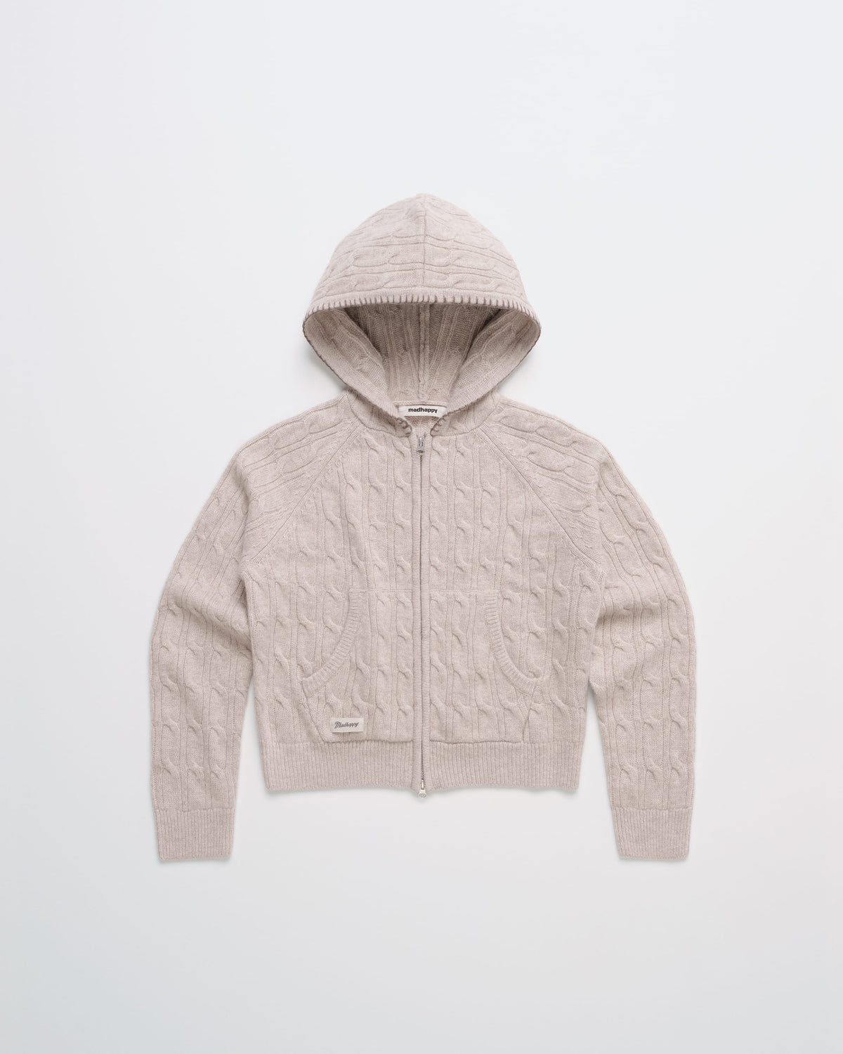 Zip Up Cable Sweater Hoodie