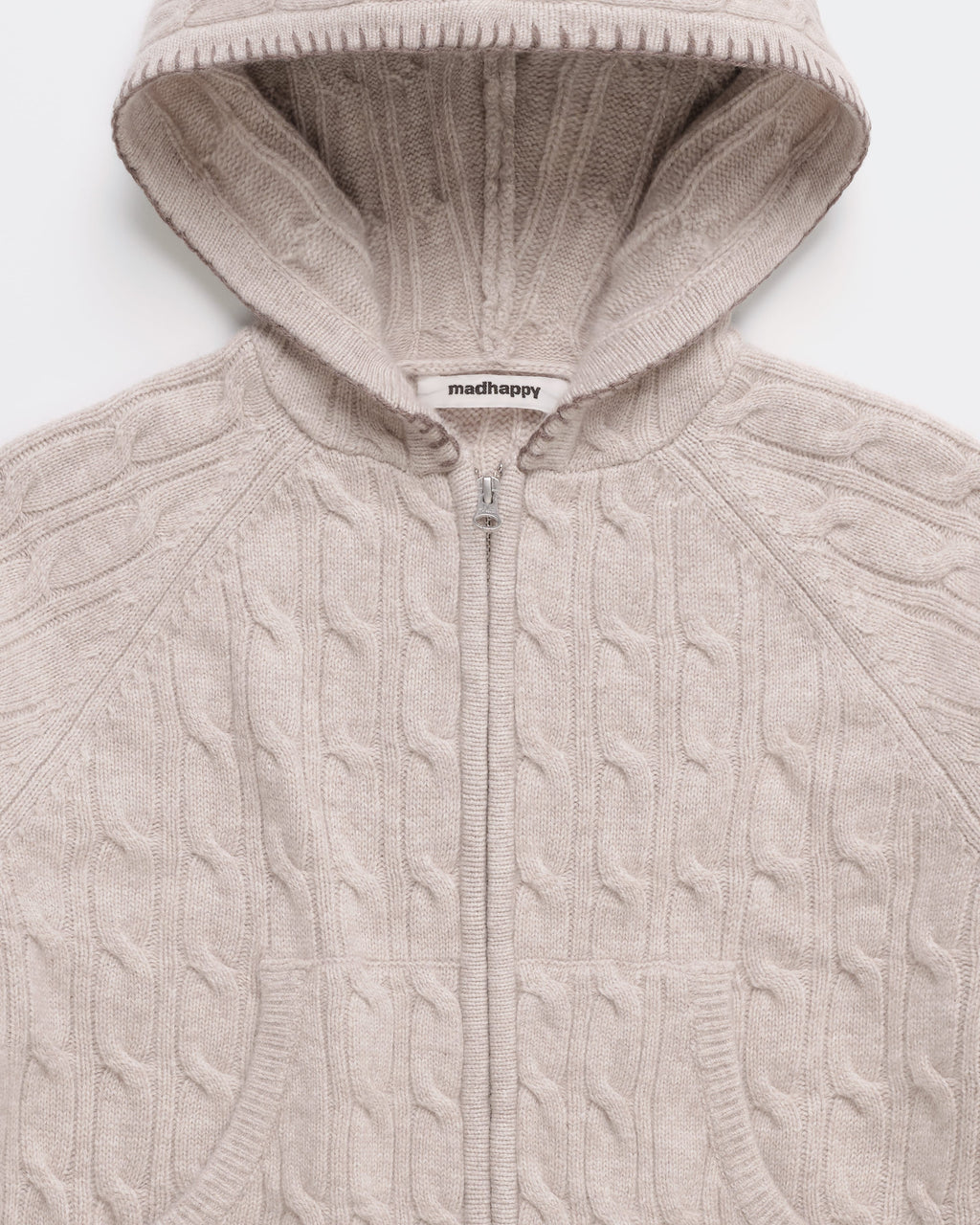 Zip Up Cable Sweater Hoodie