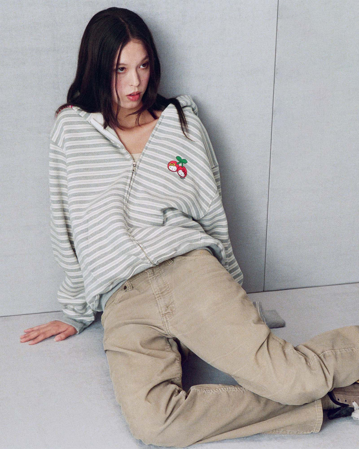 Hello Kitty® Cherries Stripe Midweight Fleece Zip Up